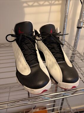 Jordan Black White Sneakers with Red Jumpman Accent